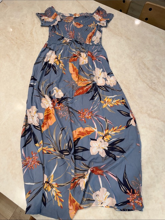 Patrons of Peace Dresses & Skirts - Patrons of Peace Blue Tropical Off-Shoulder Maxi Dress